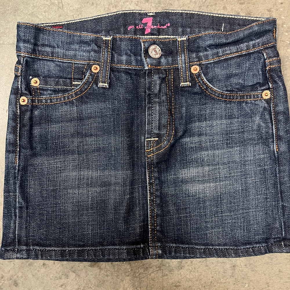 7 For All Mankind Dark Blue Denim Mini Skirt